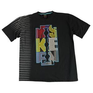 Miskeen Shirt Mens 3XL Black Waves Graphic Neon Art Streetwear Tee RetroPeru Y2K
